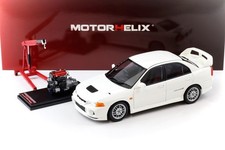 1:18 MOTORHELIX Mitsubishi Lancer Evo 4 IV Scotia Blanc 1999 Avec Moteur M84003