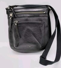 The Sac Black Leather Crossbody Zip Pockets Travel Casual Moto Boho