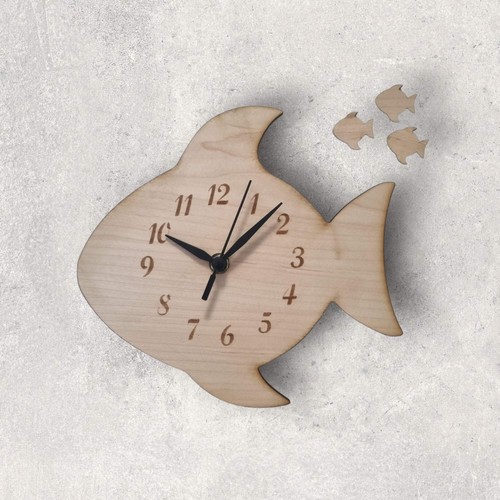 Poisson horloge en bois - horloge,
