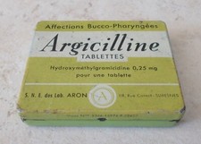 Old metal box ARGICILLIN drug pharmacy throat France green