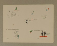 Carte de Voeux Herge 1971 personnages en reduction