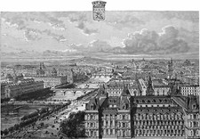 PARIS - VUE PANORAMIQUE prise de la TOUR SAINT-GERVAIS - Gravure du 19e