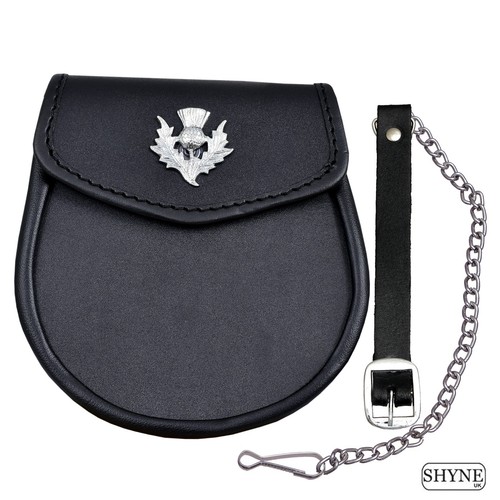 Sporran cuir noir avec - cuir,
