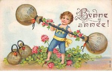New Year - No. 84024 - Happy New Year - Boy wearing dumbbells - ga card