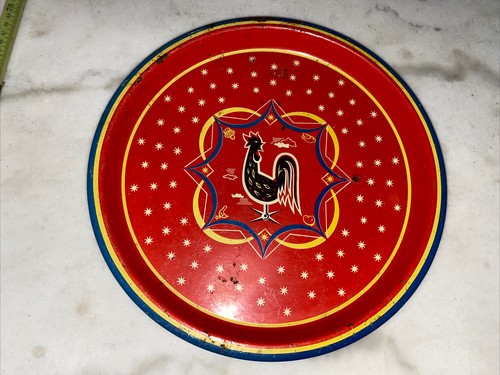 Ancien plateau tole - plateau, rouge