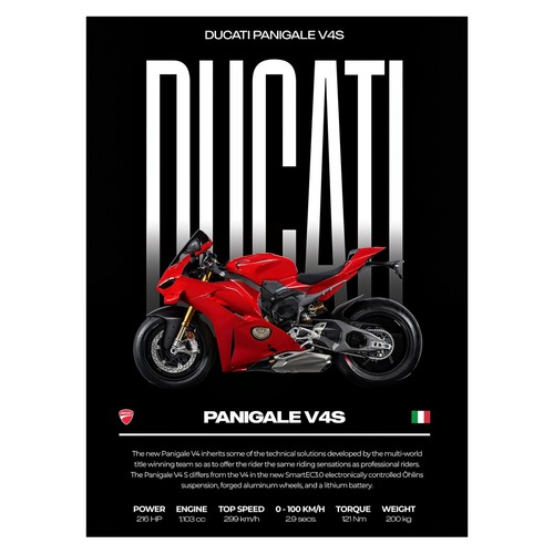 Affiche moto ducati rouge - de,