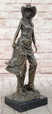 Statue Western En Bronze De Style Vintage Cowgirl Figure Americana Cadeau Vente