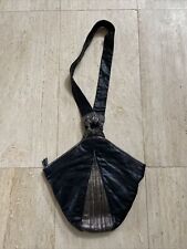 Vintage Litani Sac Black & Gold Snake Print Soft Leather Handbag Hobo