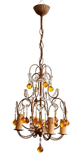 Lustre pampilles murano - lustre, orange