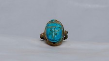 Rare ancienne bague égyptienne symbole scarabée bonne chance hiéroglyphe