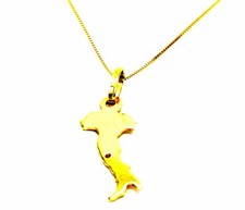 Pegaso Bijoux Collier Or Jaune 18kt (750) Chaîne Vénète Pendentif Italie