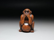 Ancien singe japonais NETSUKE - signé -okimono -rare du Japon