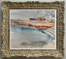 ELISABETH HAHN (1924-2021) PEINTURE FAUVISTE BORD DE MER AU MAROC 1950 (751)