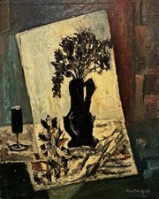 Tableau peinture ancienne Composition cubiste Letassey 1958