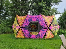 Outdoor DJ BOOTH stage Setup!! Read. Festival Decor Trippy Design EDM lighting 