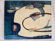 Tableau huile sur toile Jean Roussillon abstrait porte le cachet vente ateliers