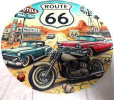 Plaque Métal Tôlée Vintage 20X20  MOTEL  ROUTE 66