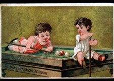 NICE (06) IMAGE Chromo / Trade FASHION "LATTES Brothers" BEBE at BILLIARD GAME