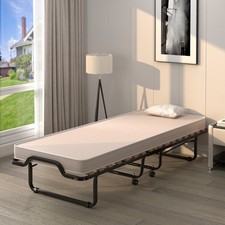 Lit Pliant sur Roulettes 90 x 200 x 41 CM Lit d'Appoint avec Matelas en Mousse