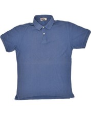 FILA Mens Polo Shirt EU 38 Medium Blue Cotton AF44