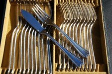 CHRISTOFLE - 12 fish cutlery model HERRINGBONE Art Deco