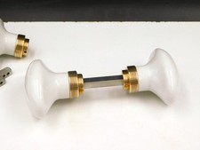 ▨7X7mm, pair of porcelain and brass handles, door knob vintage style
