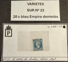 🦬 Variété sur Timbre N°22 - 20 c Bleu Empire - Cassure du bardage inférieur  🦬