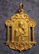 ANCIEN PENDENTIF VIERGE MARIE A L'ENFANT ART NOUVEAU 1900 médaille religieuse