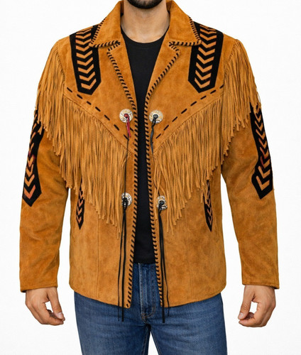 Veste franges cuir - veste, en