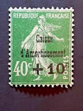 TIMBRE CAISSE D'AMORTISSEMENT semeuse 10c/40c N°253 NEUF * vert