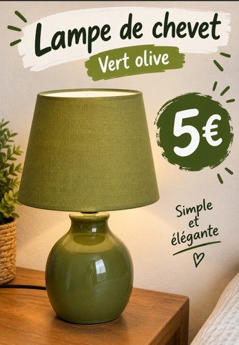 Lampe chevet vert olive - chevet,