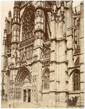 France, Beauvais, Saint-Pierre Cathedral, North Facade Vintage Albumen Print