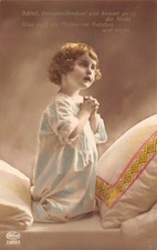 B155 Good Night Photo Montage Girl in Bed Praying Poem vintage postcard