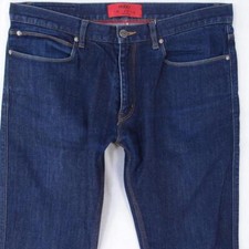 Hommes HUGO BOSS 734 Ajusté Straight Élasthanne Bleu Jeans W34 L34