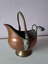 ancien seau à cendres/fleurs en cuivre doré vintage.