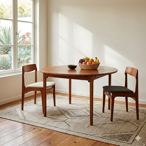 Table vintage plaquée teck - table,