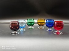 6 Verres à digestif en verre de  Murano de Couleur, Italie ,  Vintage .