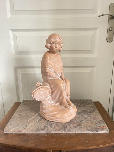 Ancien sculpture plâtre fille - sculpture,