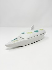 Sheldon Gants Ceramic Pottery 60s Atomic Spaceship Trinket Dish Box With Lid MCM