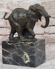 Original Bronze Statue Sur Marbre Base Africain Indien Éléphant Serre-Livre