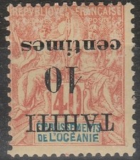 TAHITI - N°32a * - surcharge