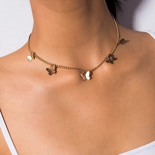 Collier papillons couleur - , or