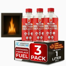 Premium Bio Ethanol Fireplace Fuel (3X 1 L) For Tabletop Fires, Stoves,Versatile