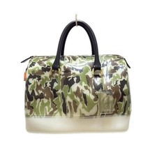 Auth FURLA Candy Bag - Light gray Khaki Multi Rubber Handbag