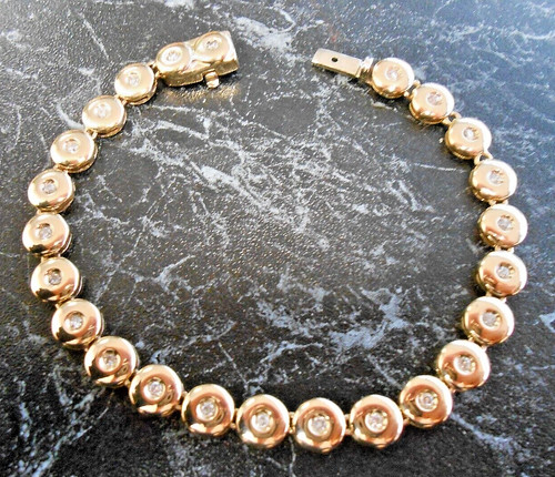 Bracelet maille ronde serti - , de