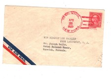 US  airship  Zeppelin  Los  Angles cover to  Bermuda,  1925  special  red cancel