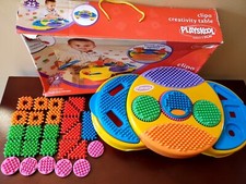 Playskool Clipo Creativity Table w/ 25 clipo parts turntable spins complete 2008