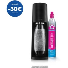Machine à soda SODASTREAM Terra noire pack 1 bouteille + 1 recharge