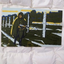 1970s Soviet Russian USSR SOLIDER Frontier GUARD w KALASHNIKOV- Painting Poster 