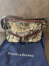 Dooney & Bourke East West Zip Sac Jumbo Gold Snakeskin Handbag Satchel